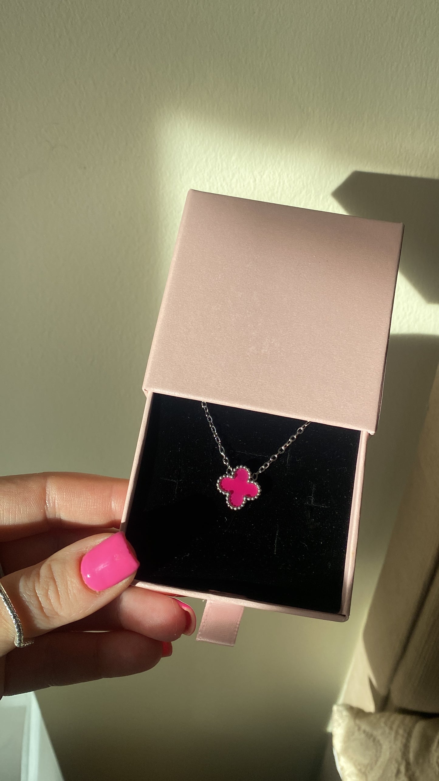 Pink Clover Necklace
