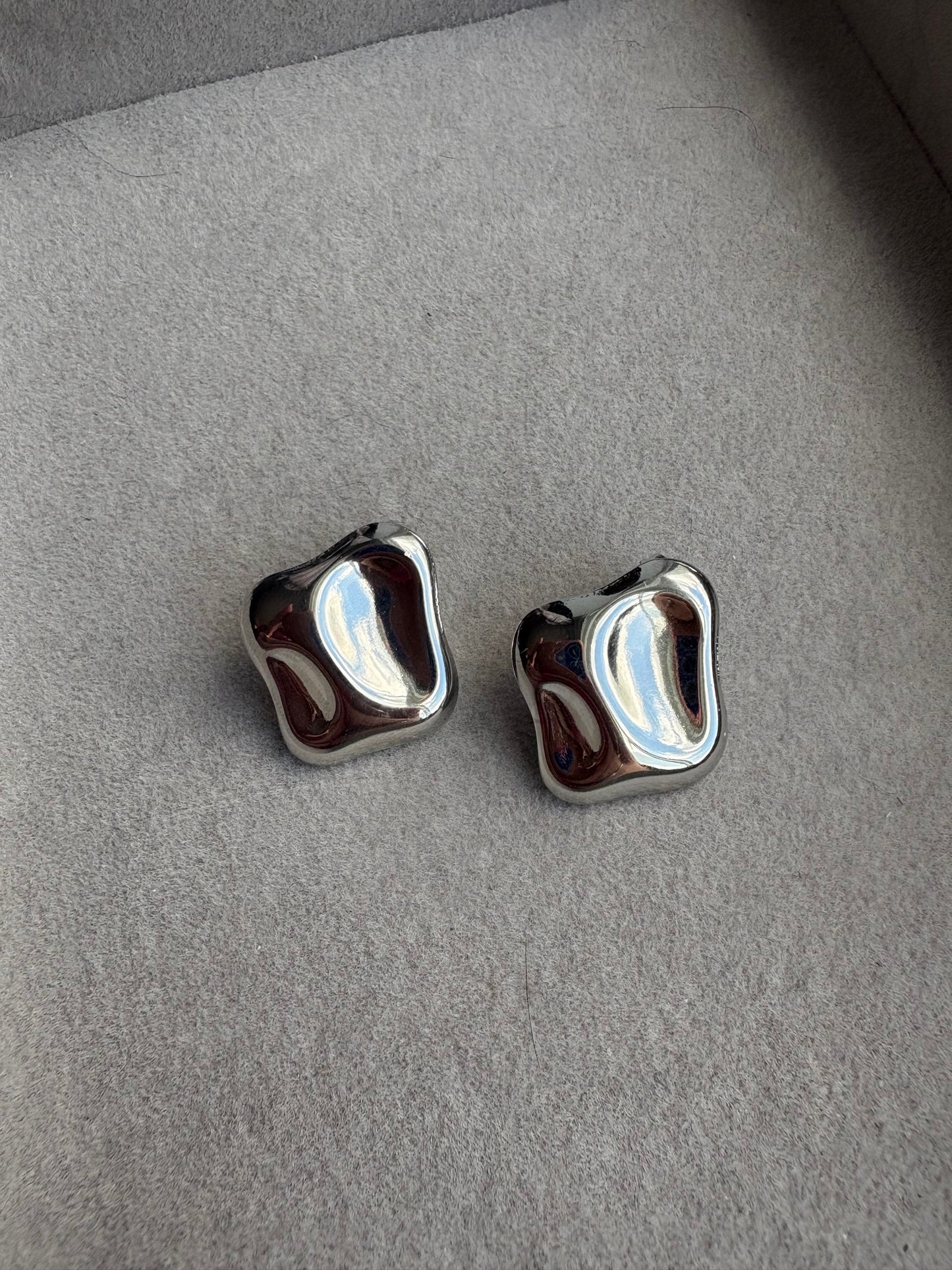 Small silver square studs