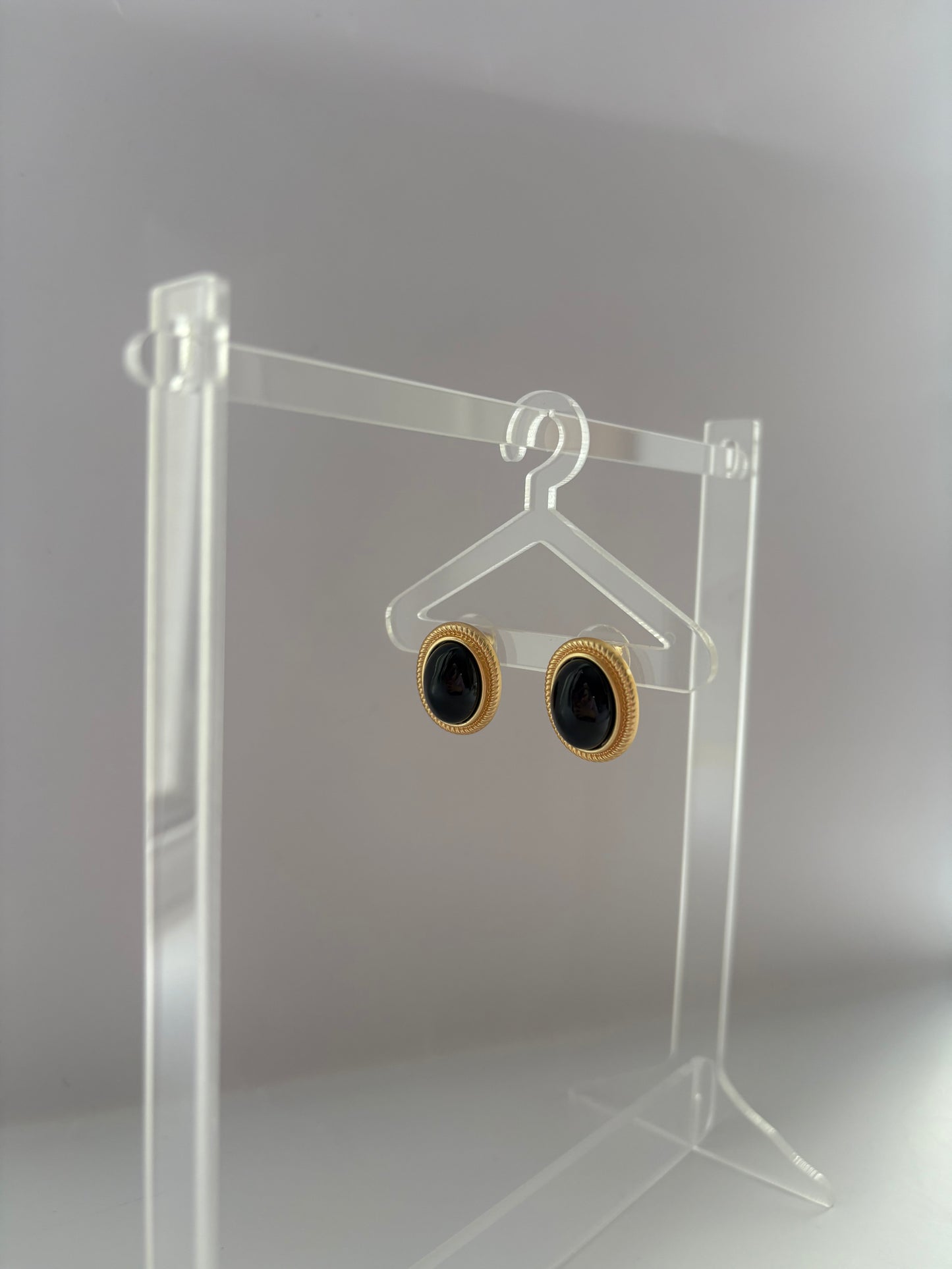 Black button earrings