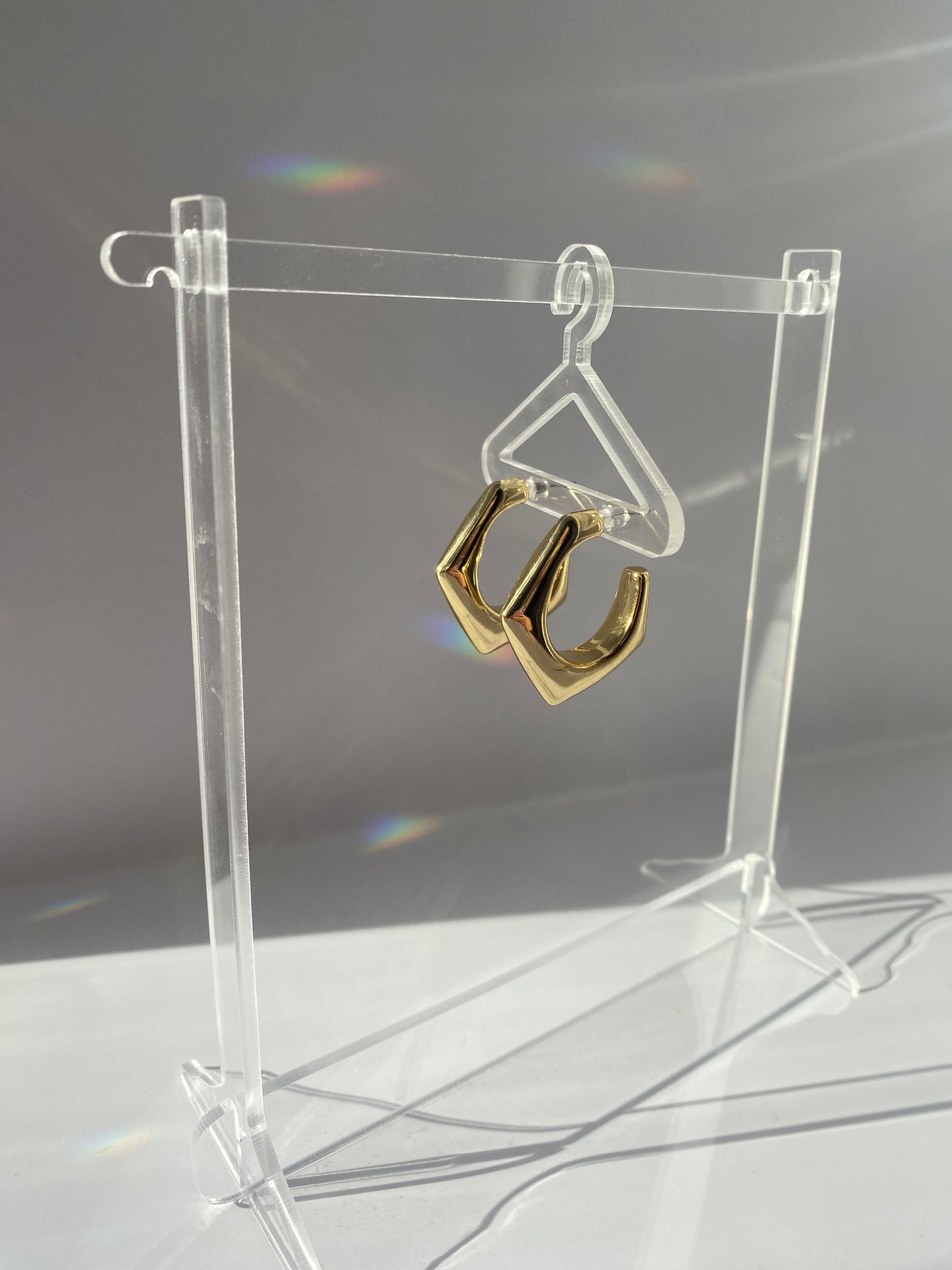 Gold Hexagon Hoops