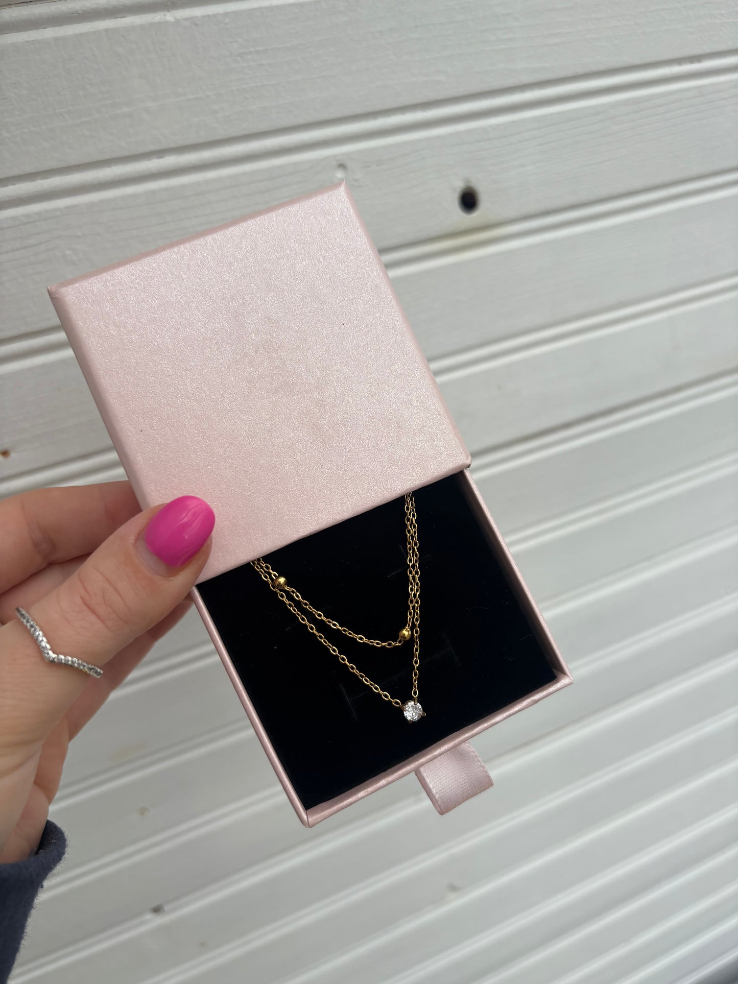 Double layered diamond necklace