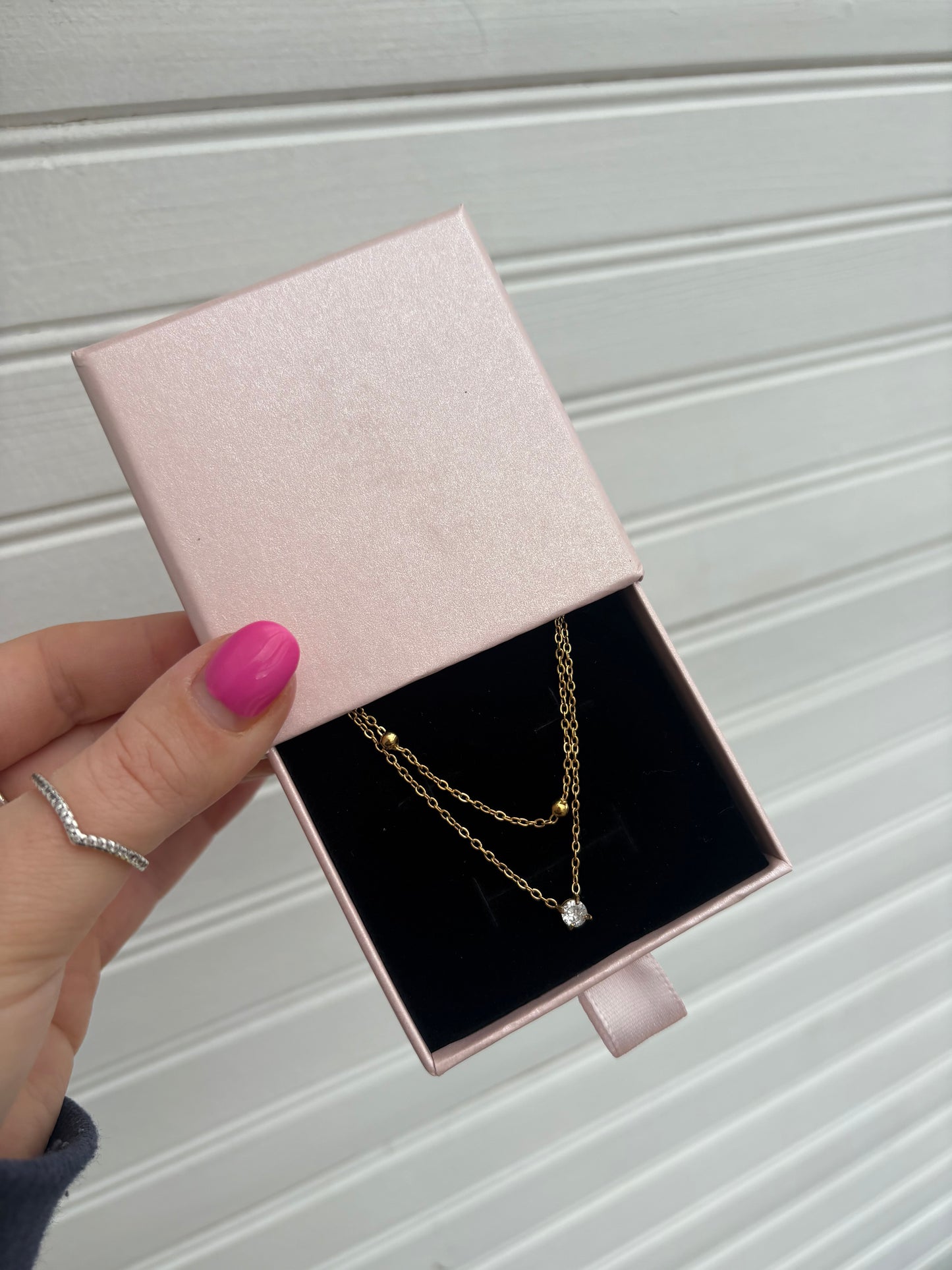 Double layered diamond necklace