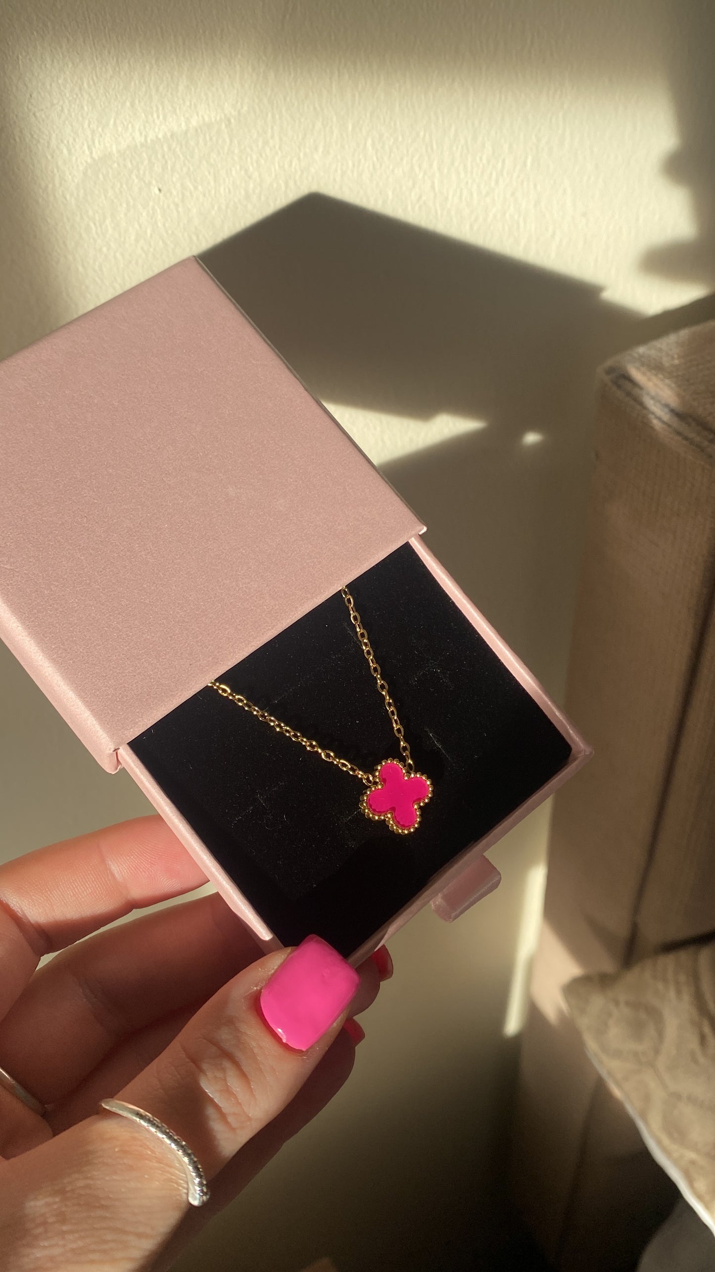 Pink Clover Necklace