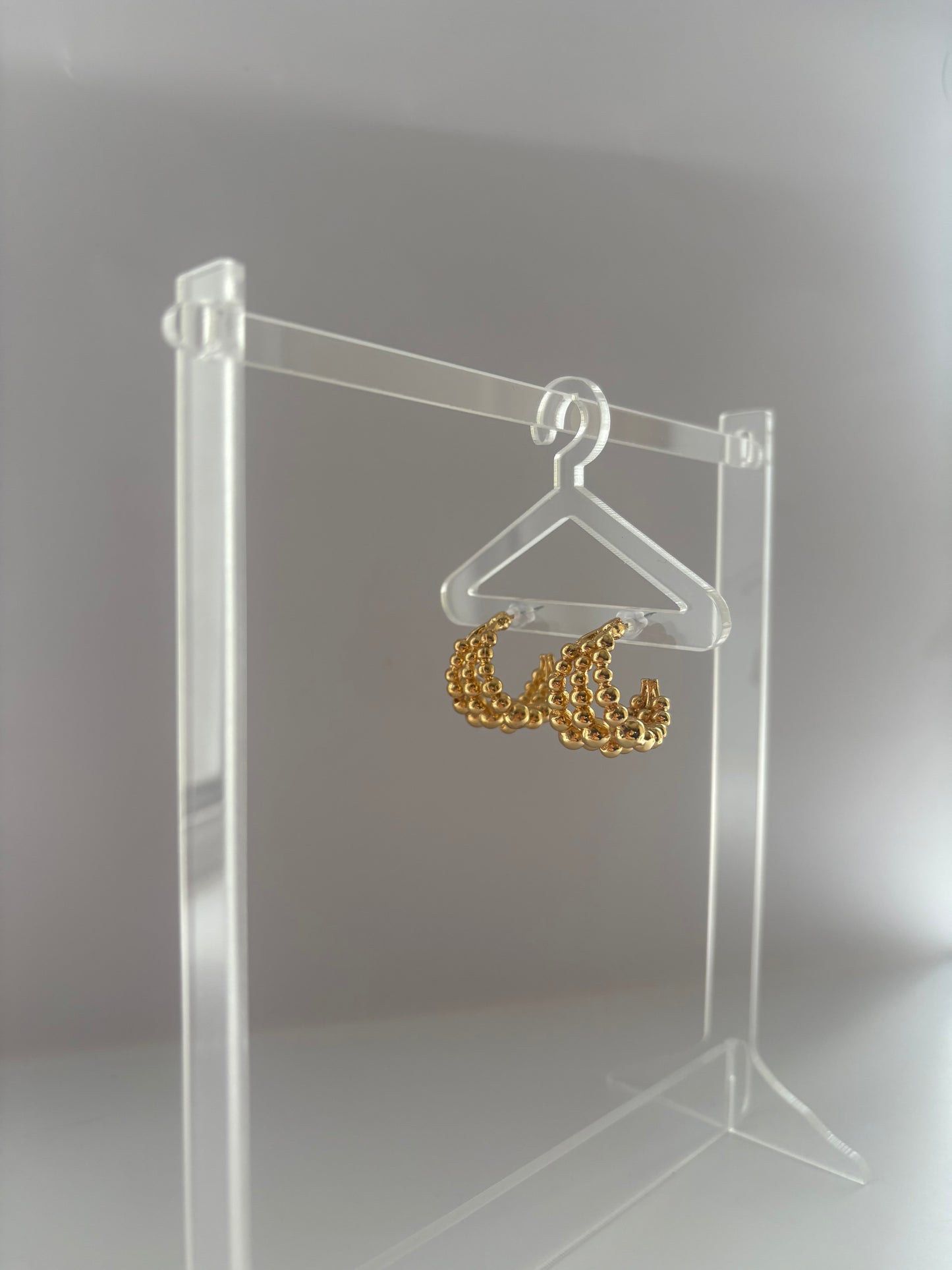 Three dot gold hoops