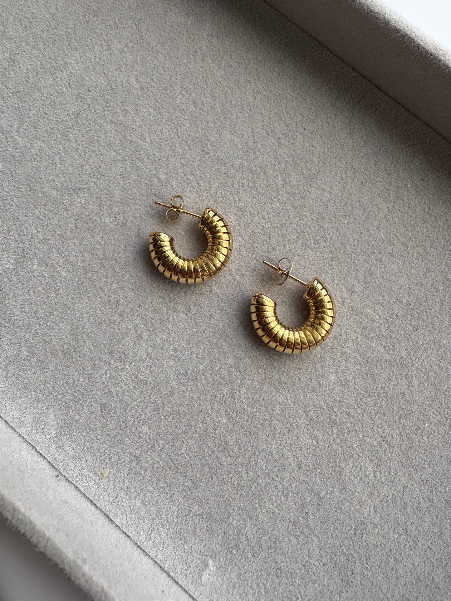 C shaped gold hoops