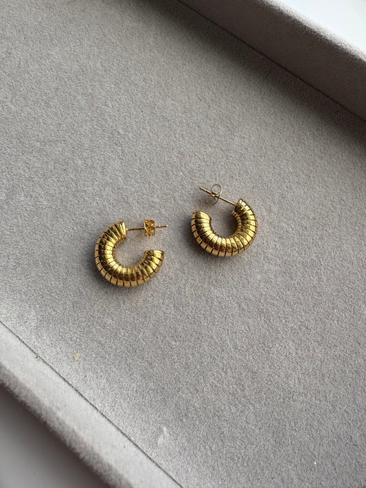 C shaped gold hoops