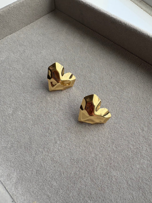 Small gold heart studs