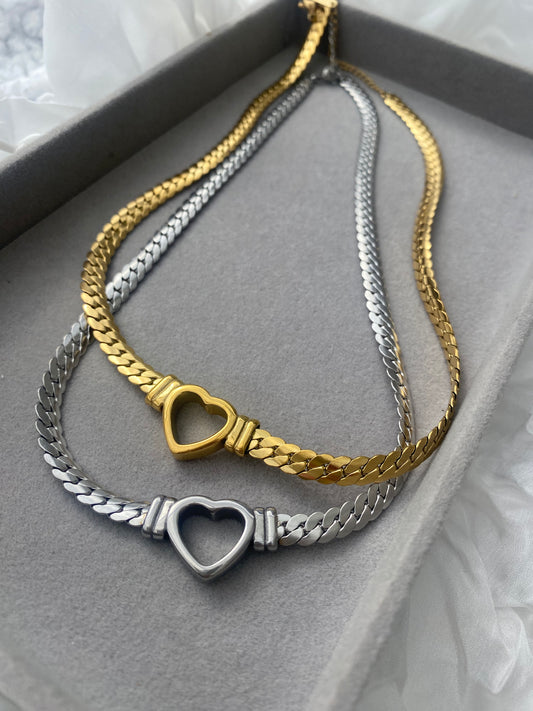 18k Heart Chain Necklace