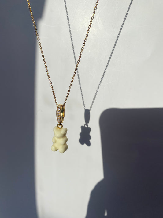 18k White Bear Necklace