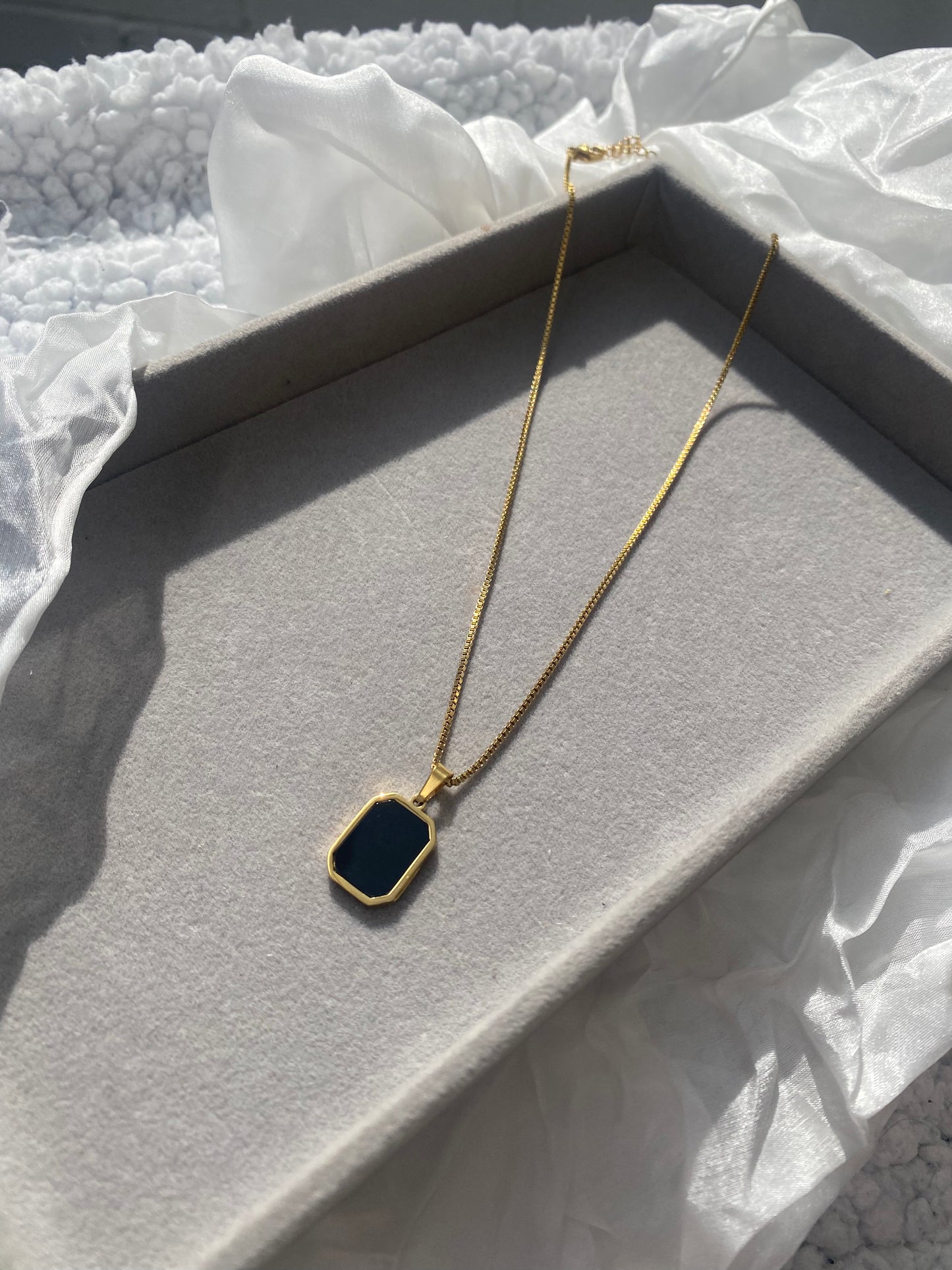 Gold Black Square Necklace