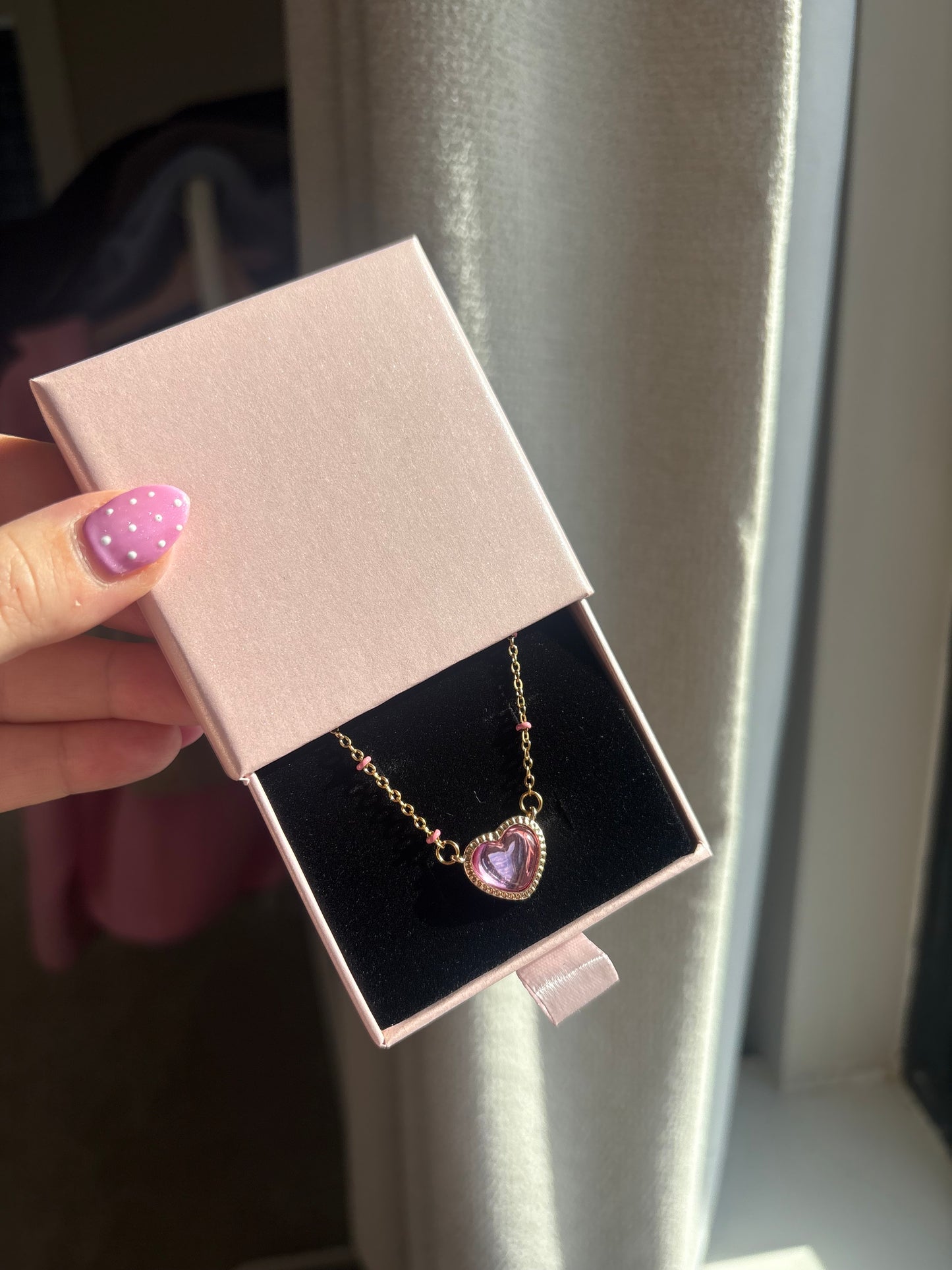 Pink heart necklace