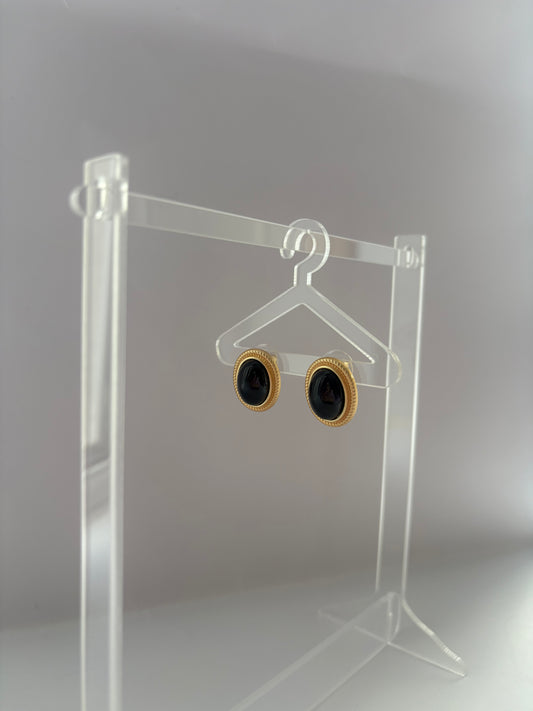 Black button earrings