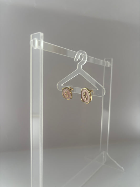 Pink rose studs