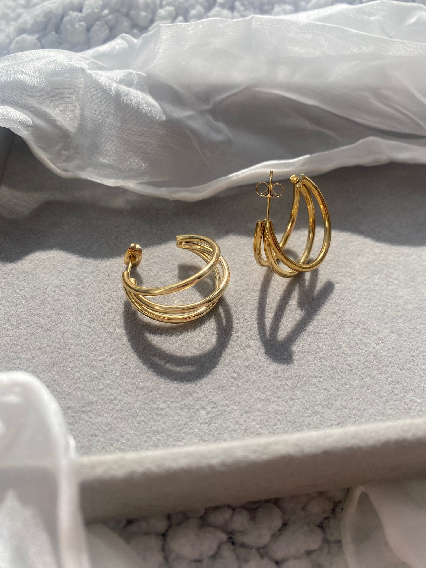 Gold trio earrings