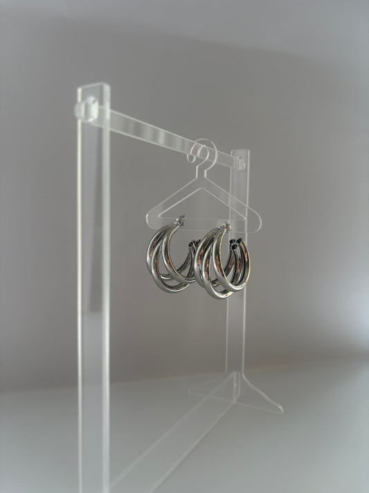 Silver trio hoops