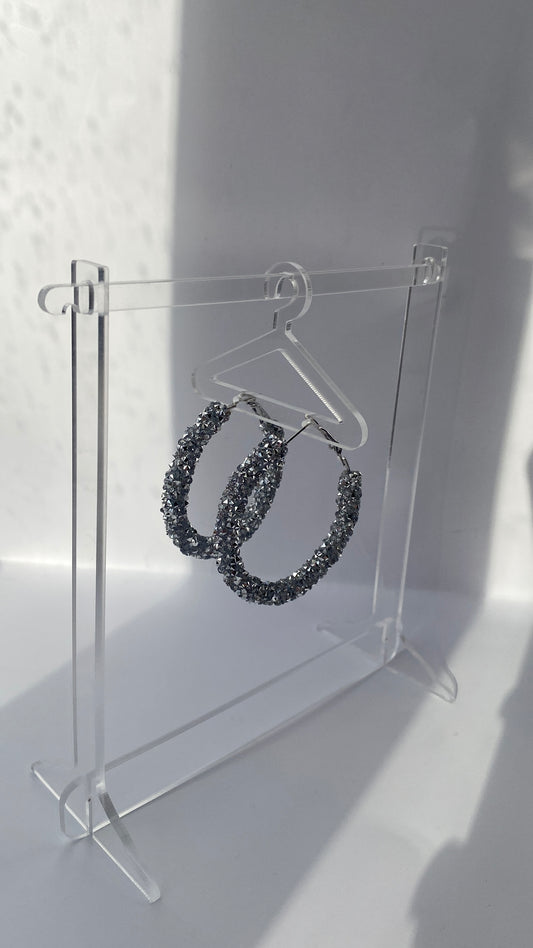 Silver Sparkly Hoops