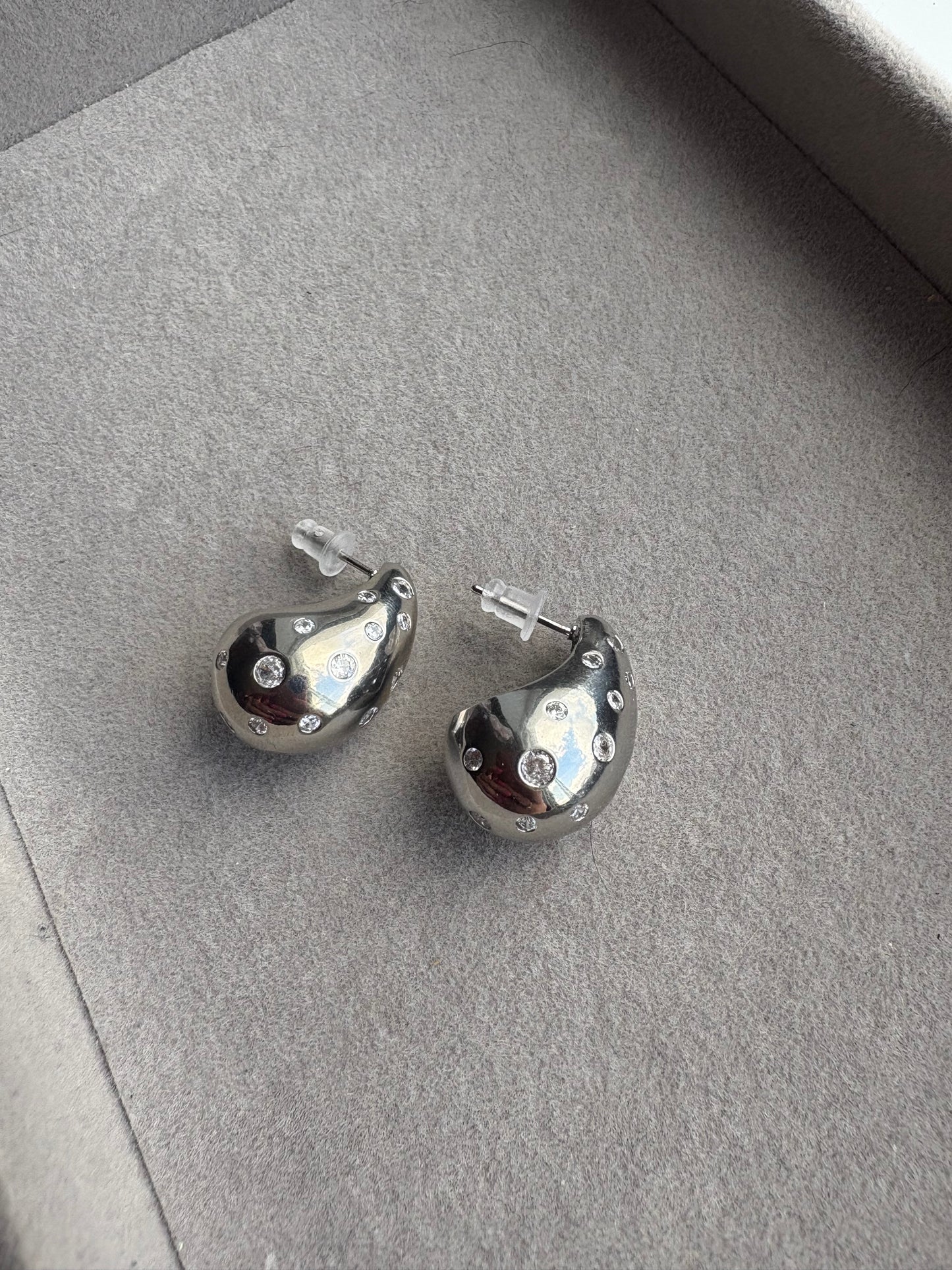 Silver tear earrings