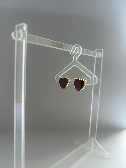 Burgundy heart studs