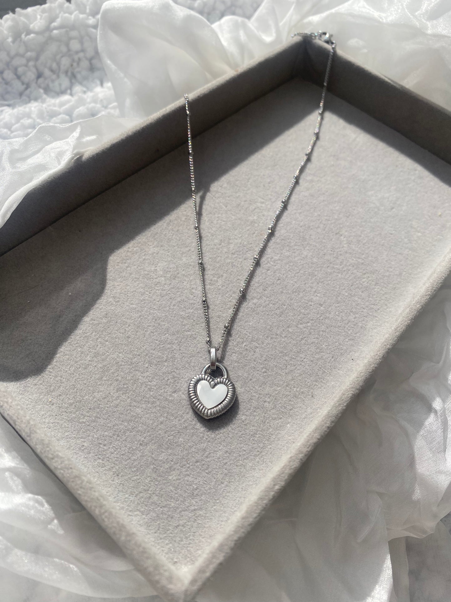 Silver & Black Heart Necklace