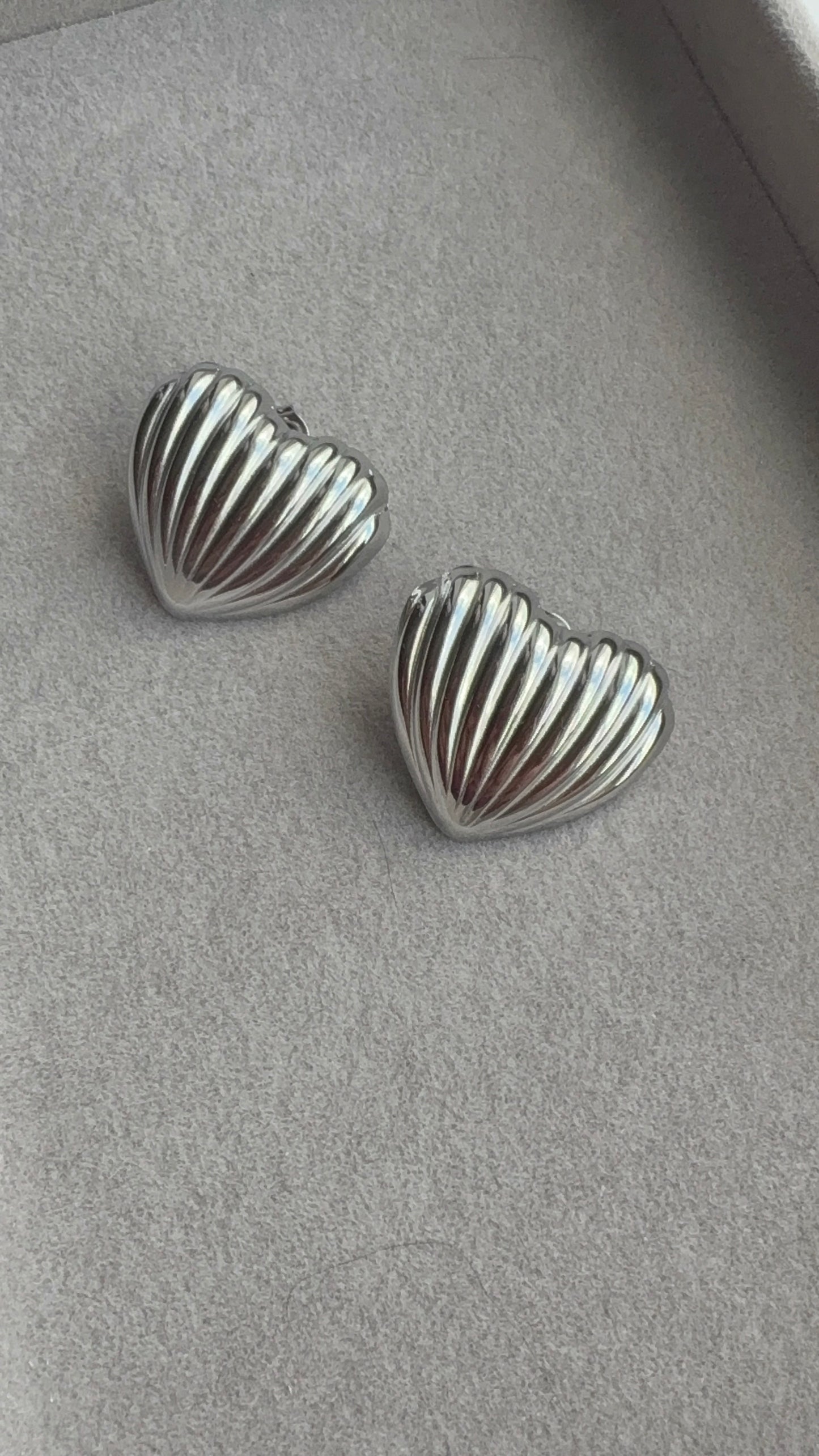 Silver heart shell earrings