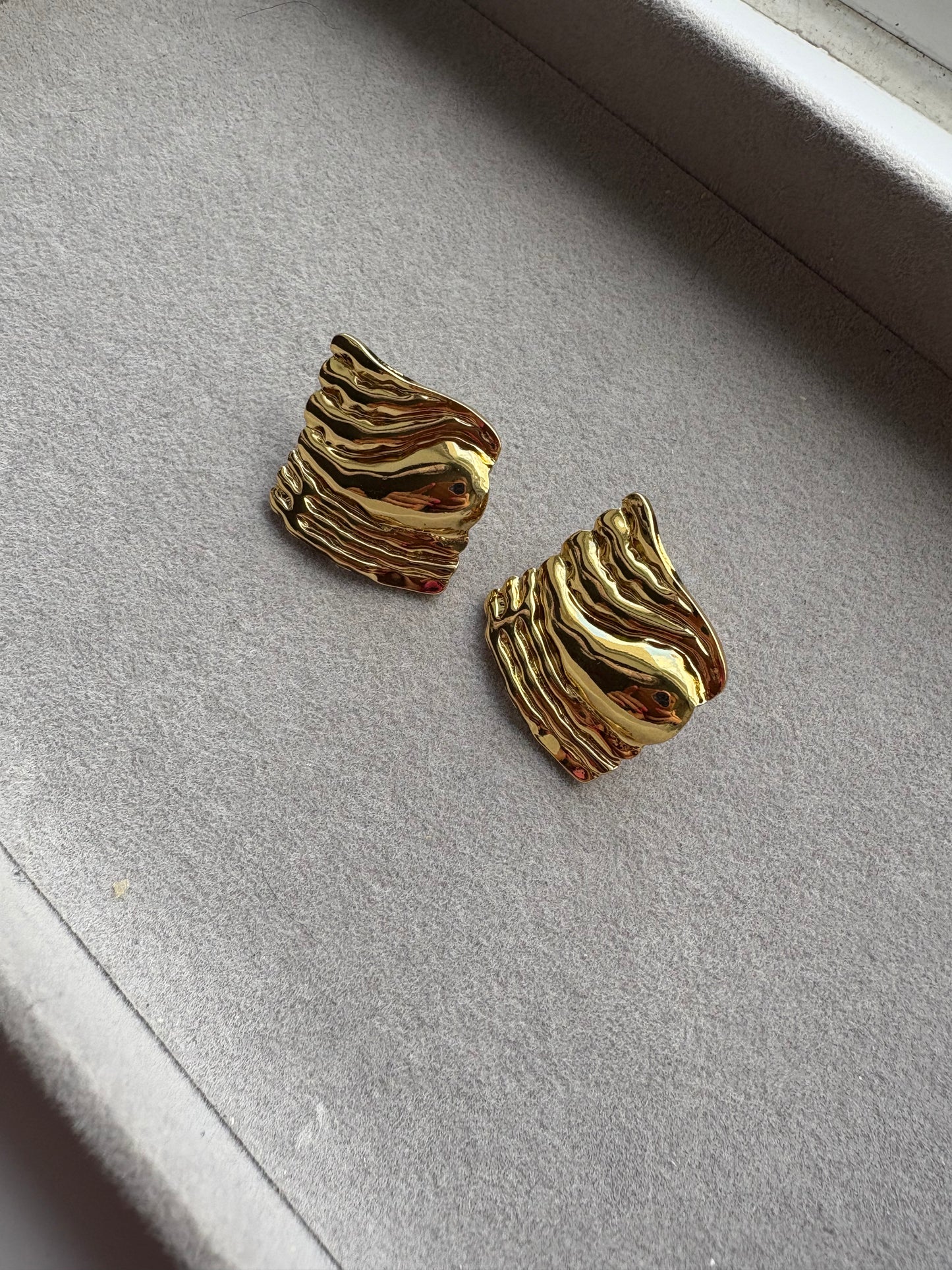 Gold square studs