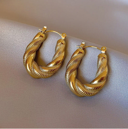 18k Gold Twisted Hoops