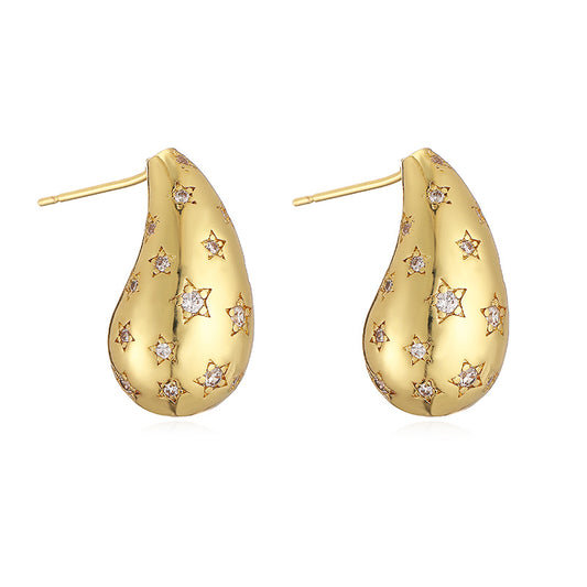 18k Water Starry Drop Earrings
