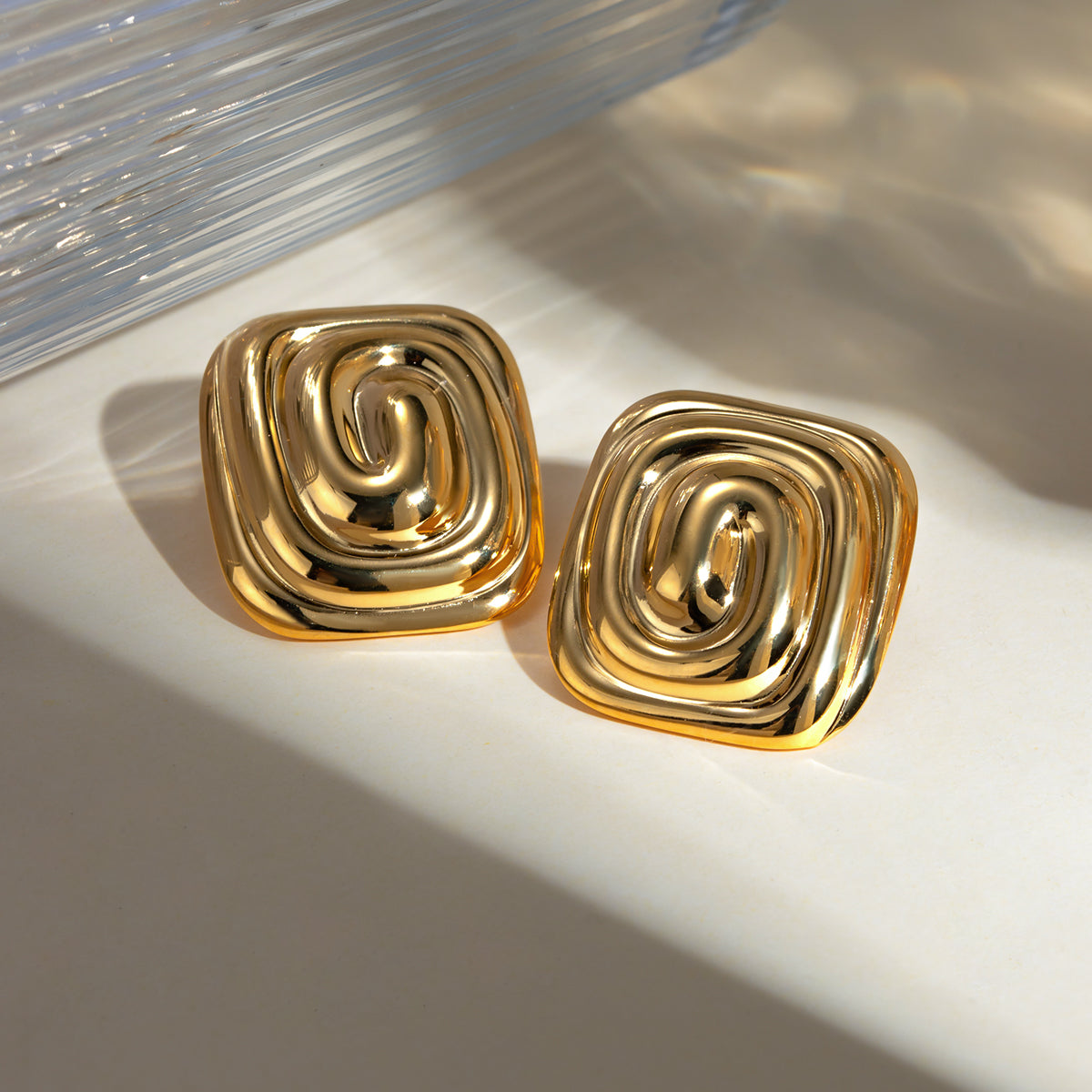 18k Spiral Gold Plated Earrings