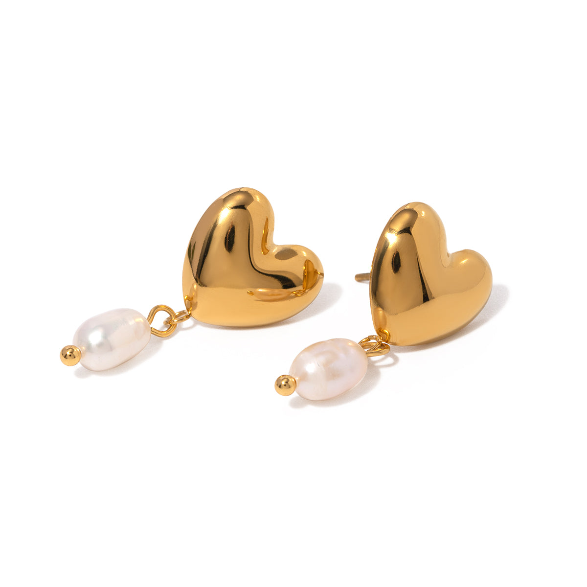 18k Heart Shape Pearl Earrings