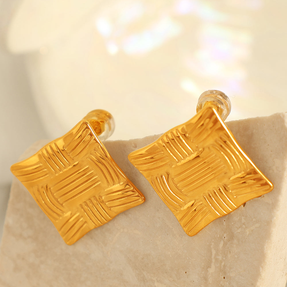 18k Golden Square Earrings